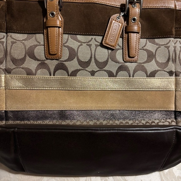 Coach Handbags - Vintage COACH Signature Stripe New Without Tags Browns & Golds Leather & Canvas
